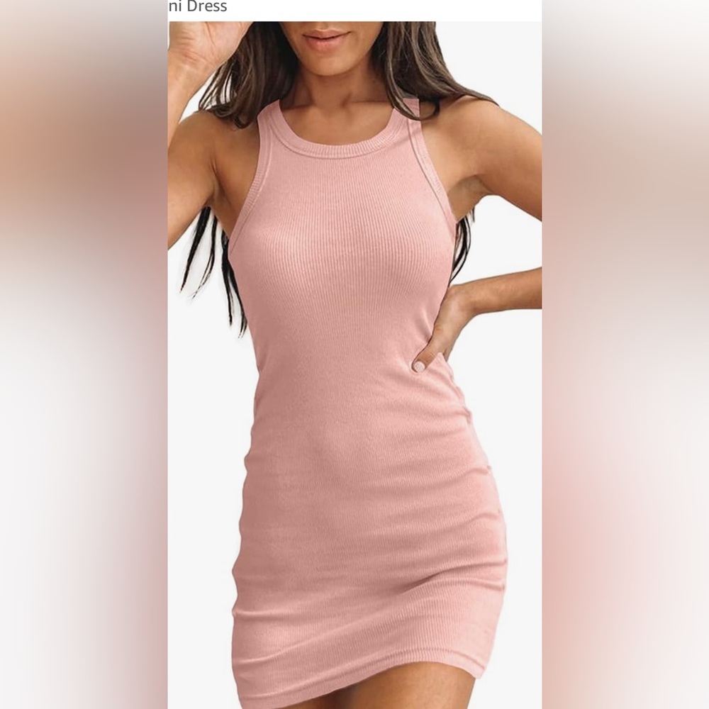 Samefar sleeveless bodycon ribbed tank dress size XS pink NWOT